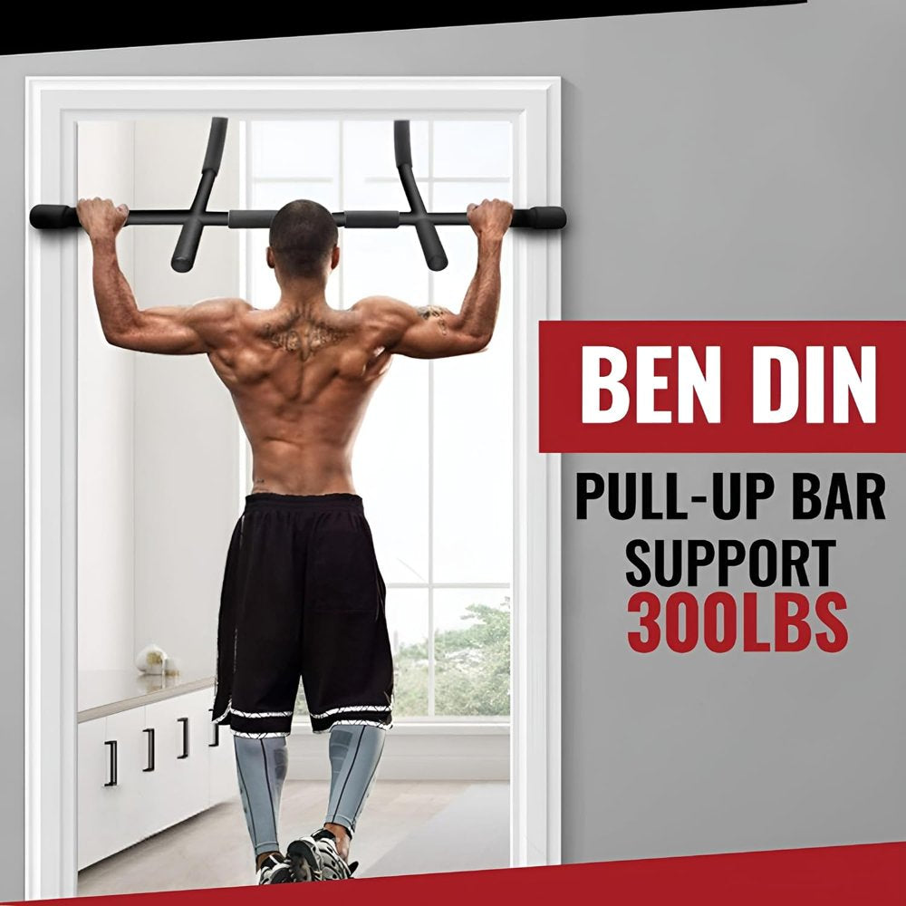 Pull up Bar with Water Bottle and Silicon Pads, Black